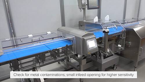 Checkweigher HC-A-MD with extremely sensitive metal detector for food industry