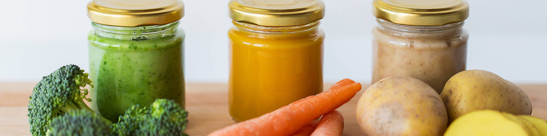 Glass jars with ready-made puree