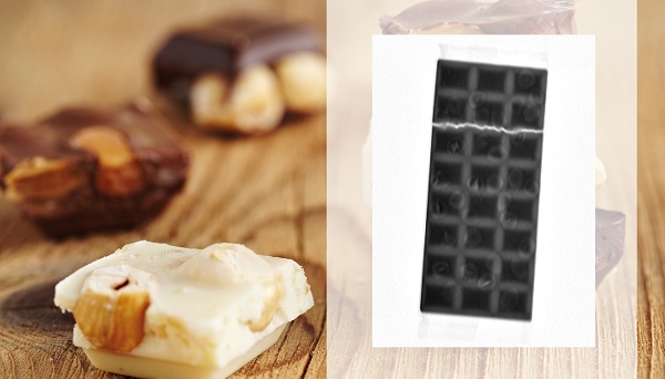 Bruchkontrolle und Verteilung der Nüsse in der Schokolade