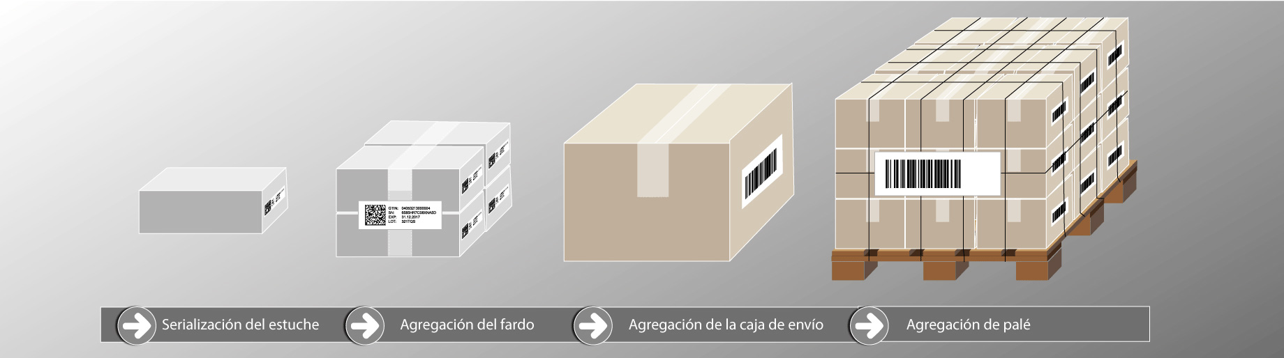 Serialización y agregación de productos sanitarios en diferentes niveles de embalaje