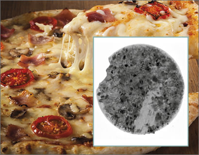 Control de la forma y los ingredientes de una pizza congelada